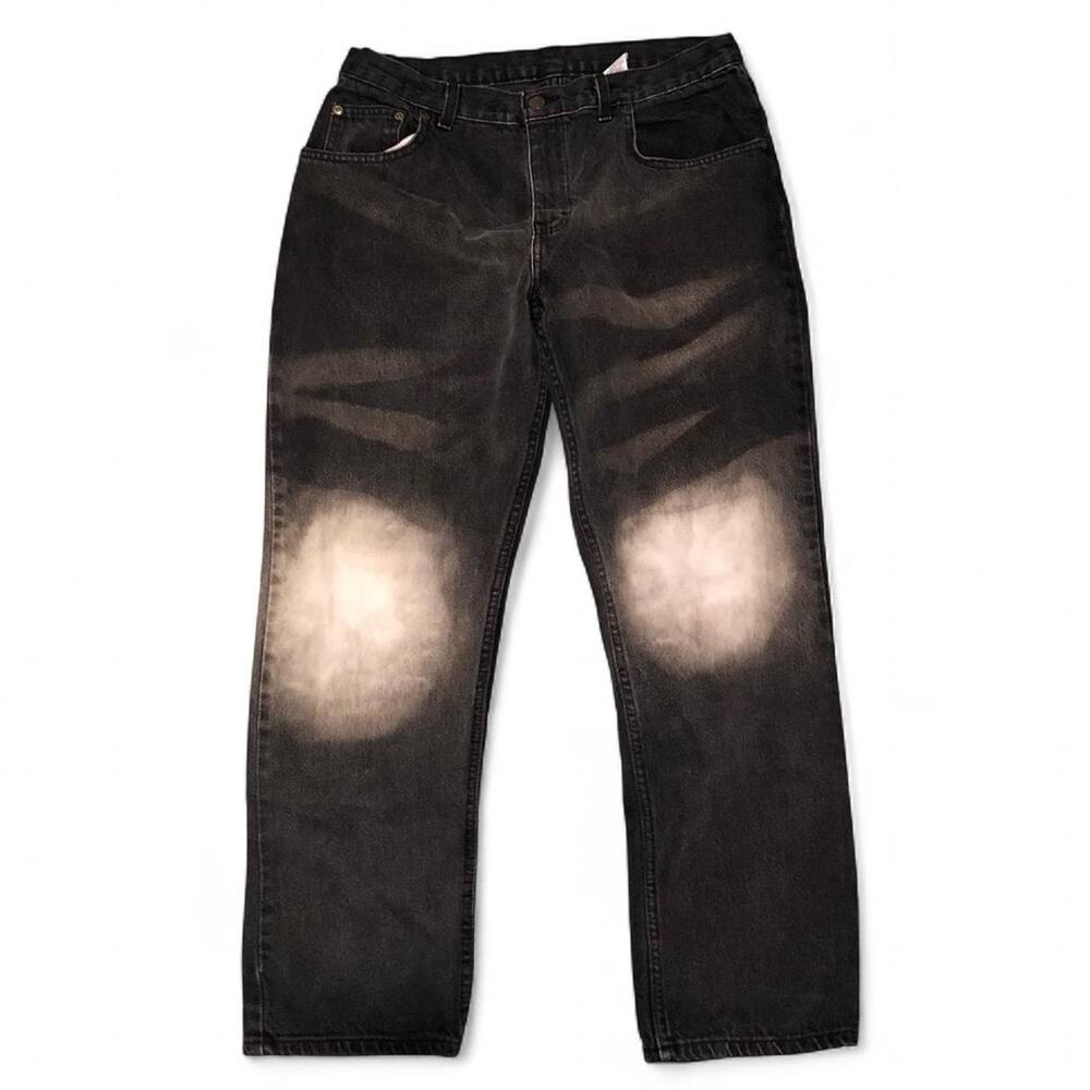 Black and white bleached denim